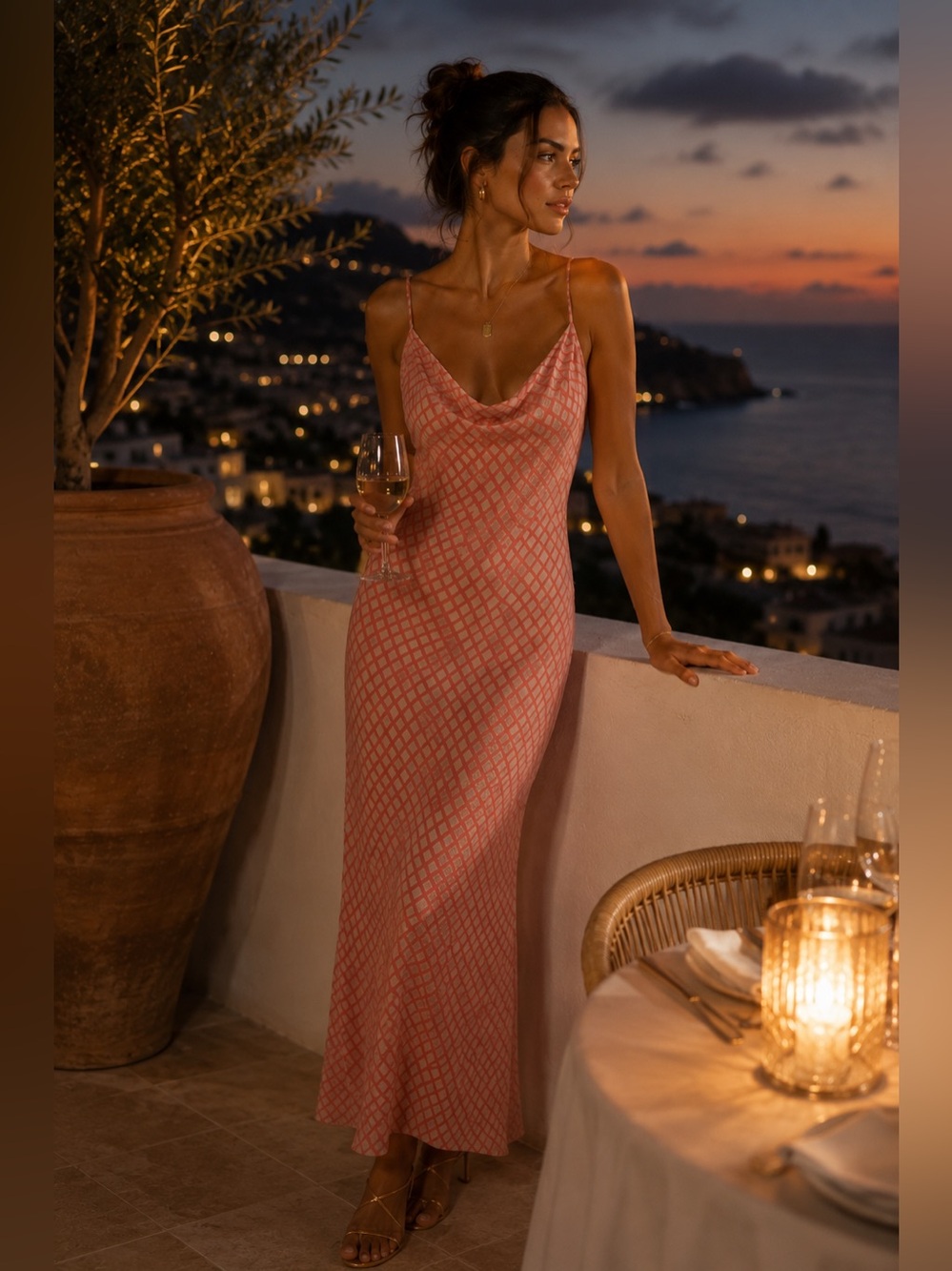 Zara Rose Pink Mesh Cowl Neck Maxi Dress Open Back Sheer Slip Dress Sz L - Picture 7 of 17